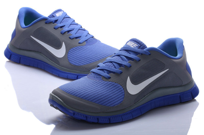 Hot Nike Free4.0 Men Shoes Gray/White/Blue